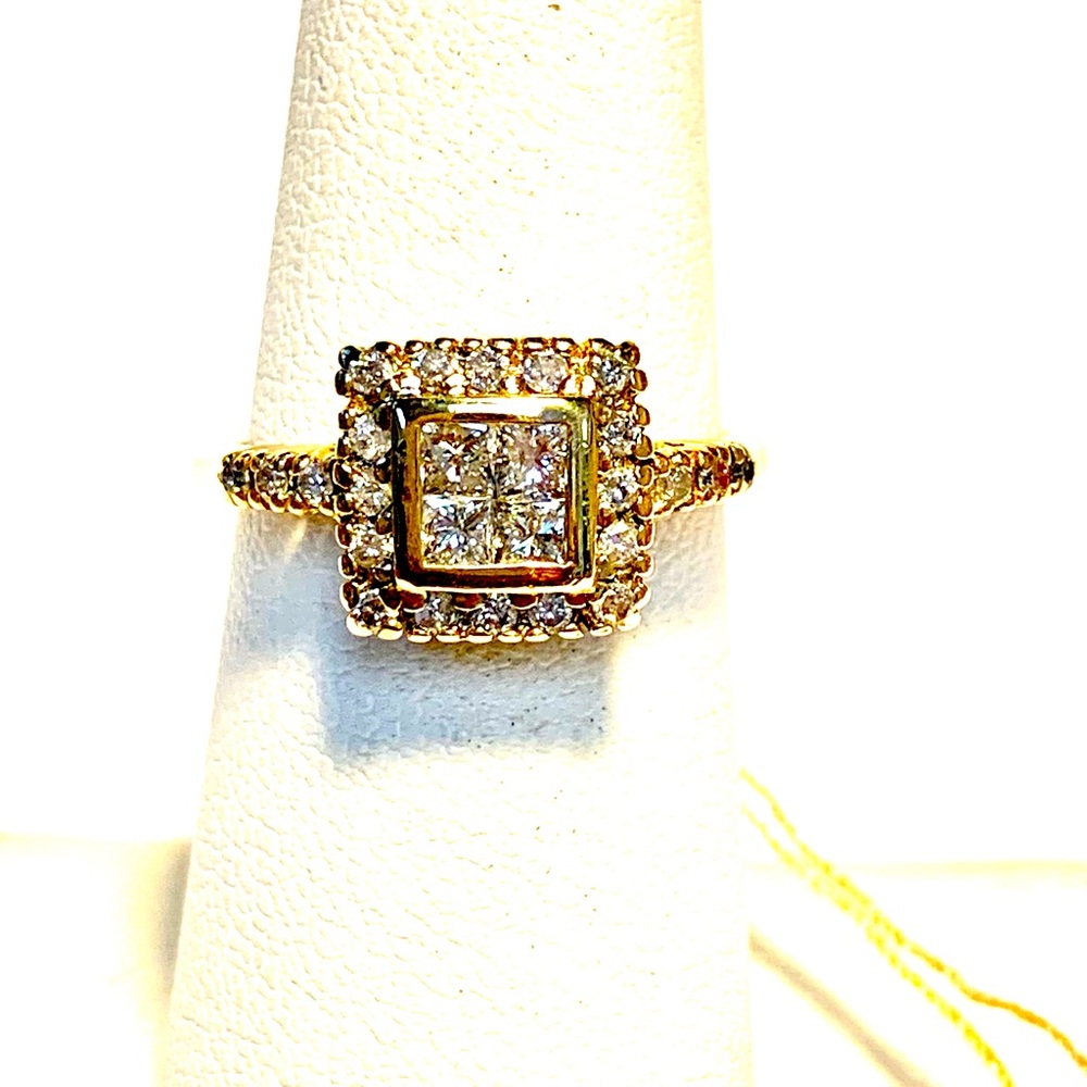 14k YellowGold VINTAGE DIAMOND PRINCESS CUT RING